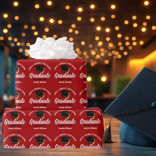 Papier Cadeau Diplômé Rouge Personnalisé Remise des diplômes 202