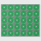 Papier Cadeau Diplômé Vert et Argent (Plat)