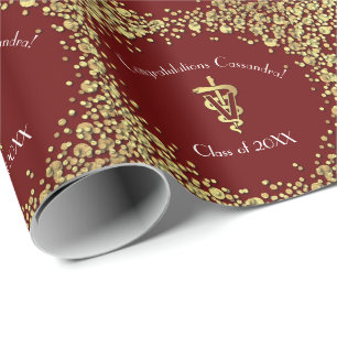 Papier Cadeau Diplômé Vétérinaire Marron Or