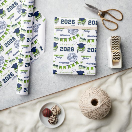 Papier Cadeau Diplômés des classes Bleue et Verte de 2026 (Artisanat)