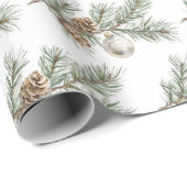 Papier Cadeau Direction des cônes de pin de Noël (Coin rond)