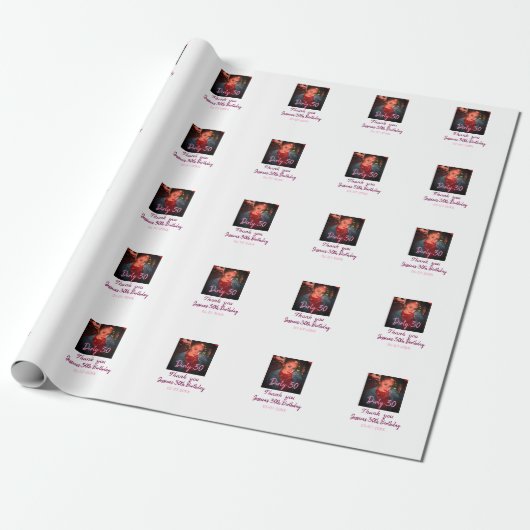 Papier Cadeau Dirty 30 Anniversaire ajouter nom rose ajouter dat (Déroulé)