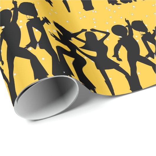 Papier cadeau Disco Gold et Black (Coin rond)