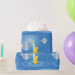 Papier Cadeau Disco Jazz Saxophone Balls de Miroir Étincelant