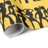 Papier cadeau disco or et noir (Coin rond)