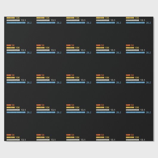 Papier Cadeau Distances de course I - 5K 10K 13,1 26,2 Marathoni (Plat)