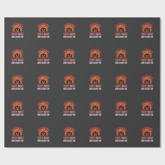 Papier Cadeau Dites Boo design de pumpkin Halloween_1 (Plat)