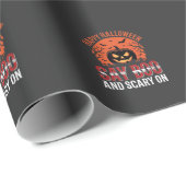 Papier Cadeau Dites Boo design de pumpkin Halloween_1 (Coin rond)
