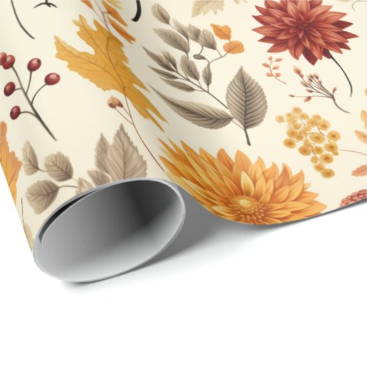 Papier Cadeau Dites-le avec des feuilles d'automne - (Coin rond)