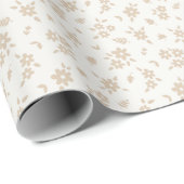 Papier Cadeau Ditsy Floral Muted Neutral Soft Pale Cream Beige (Coin rond)