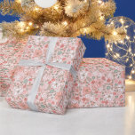Papier Cadeau Ditsy Pink Christmas Floral Holly<br><div class="desc">Illustré par Muse Bloom Designs</div>