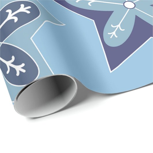 Papier Cadeau Ditsy Snowflake pattern backgrounds textures (Coin rond)
