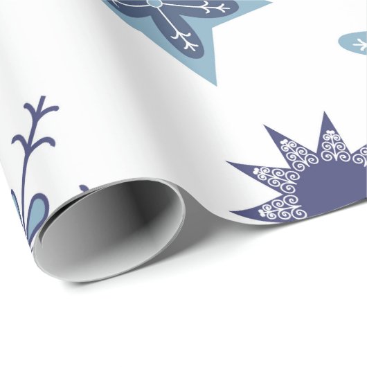 Papier Cadeau Ditsy Snowflake pattern backgrounds textures (Coin rond)