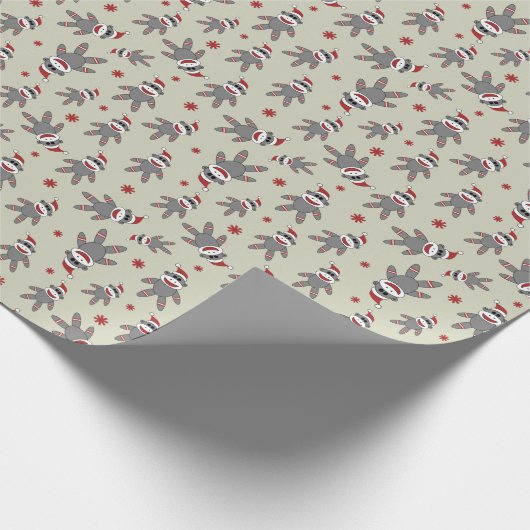 Papier Cadeau Ditzy Sock Monkey with Santa Hat Christmas (Coin)