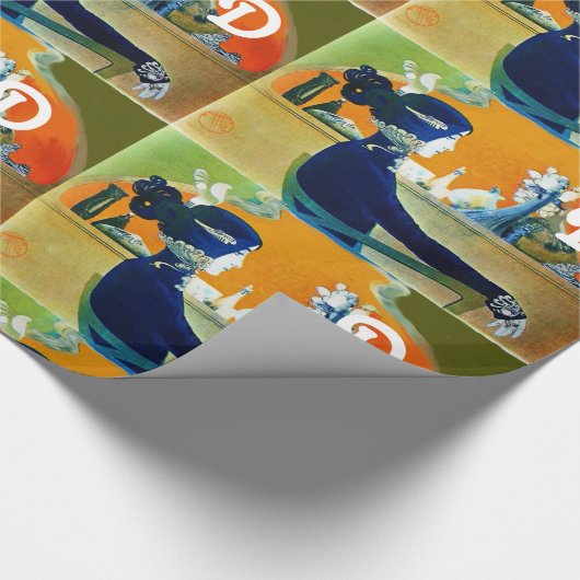 PAPIER CADEAU DIVA EN BLEU, MONOGRAMME DE MODE BEAUTÉ (Coin)