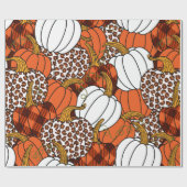 Papier Cadeau Divers citrouilles. Leopard, orange, blanc et buf (Plat)