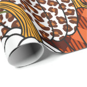 Papier Cadeau Divers citrouilles. Leopard, orange, blanc et buf (Coin rond)