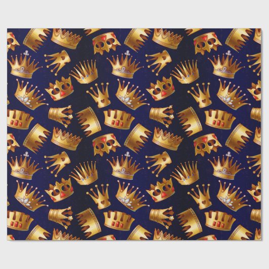 Papier Cadeau Divers couronnes or motif (Plat)