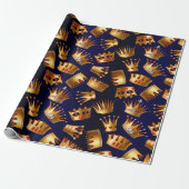 Papier Cadeau Divers couronnes or motif (Déroulé)