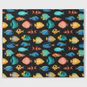 Papier Cadeau Divers poissons tropicaux colorés motif (Plat)