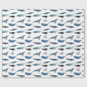 Papier Cadeau Diverses baleines (Plat)