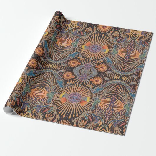 Papier Cadeau Divinité solaire maya (Déroulé)