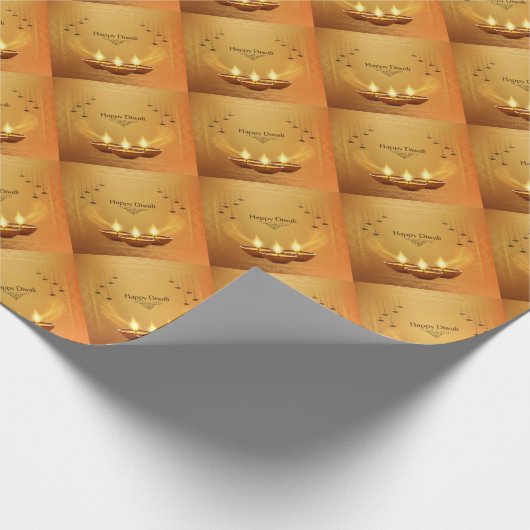 Papier Cadeau Diwali doré avec Diya (Coin)