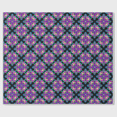 Papier Cadeau Diwali Giftwrap rose, bleu, noir Motif Rangoli (Plat)