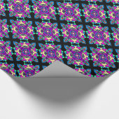 Papier Cadeau Diwali Giftwrap rose, bleu, noir Motif Rangoli (Coin)