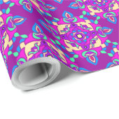 Papier Cadeau Diwali Giftwrap rose, bleu, violet Rangoli Motif (Coin rond)