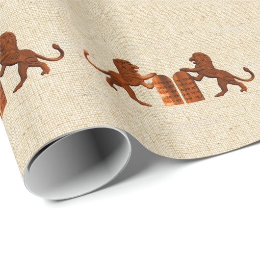 Papier Cadeau Dix commandements et lions (Coin rond)