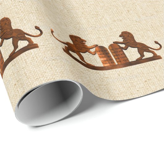 Papier Cadeau Dix commandements et lions (Coin rond)