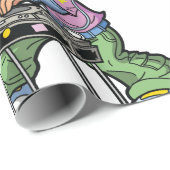 Papier Cadeau DJ Girl avec cheveux verts et casques (Coin rond)