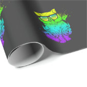 Papier Cadeau DJ Kitty DJ Techno Cat Music (Coin rond)