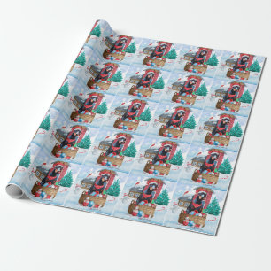 Papier Cadeau Doberman Chien dans la neige Maison de Chien de No