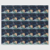 Papier Cadeau Doberman Chien Halloween Camion Effrayant Nuit (Plat)