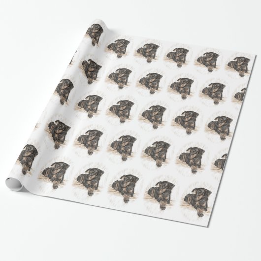Papier Cadeau Doberman Chien oreilles naturelles (Déroulé)