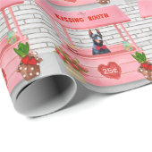 Papier Cadeau Doberman Chien Valentine's Day Kissing Booth (Coin rond)