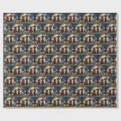 Papier Cadeau Doberman Chiens Citrouille Halloween Drôle (Plat)