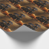 Papier Cadeau Doberman Chiot Automne Citrouille de plaisir (Coin)