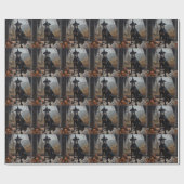 Papier Cadeau Doberman Citrouilles Halloween Épouvantable (Plat)