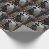 Papier Cadeau Doberman Citrouilles Halloween Épouvantable (Coin)