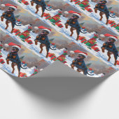 Papier Cadeau Doberman coule dans la neige avec le Casquette de (Coin)