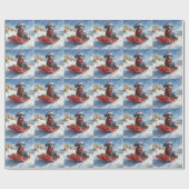 Papier Cadeau Doberman Dog in Sledge Let it Neige Noël (Plat)