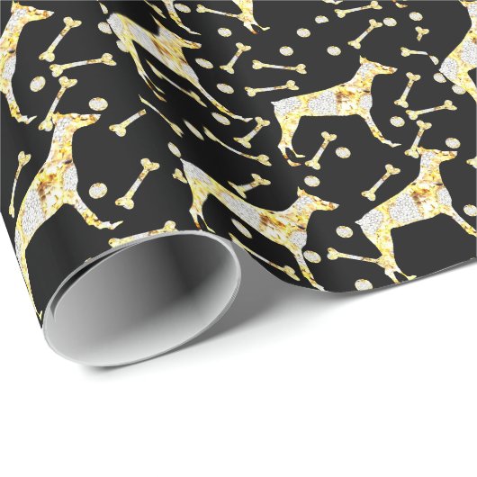 PAPIER CADEAU DOBERMAN PINSCHER (Coin rond)