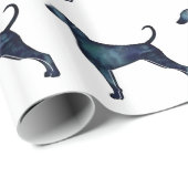 Papier Cadeau Doberman Pinscher Aquarelle Silhouette noir (Coin rond)