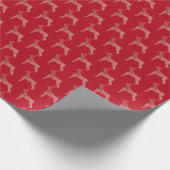 Papier Cadeau Doberman Pinscher Chien de Noël Cute Silhouette Rd (Coin)