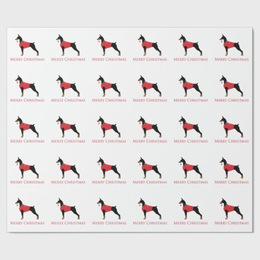 Papier Cadeau Doberman Pinscher Chien Joyeux Noël Design (Plat)