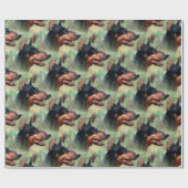 Papier Cadeau Doberman Pinscher dans les bois (Plat)