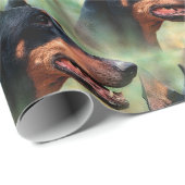 Papier Cadeau Doberman Pinscher dans les bois (Coin rond)